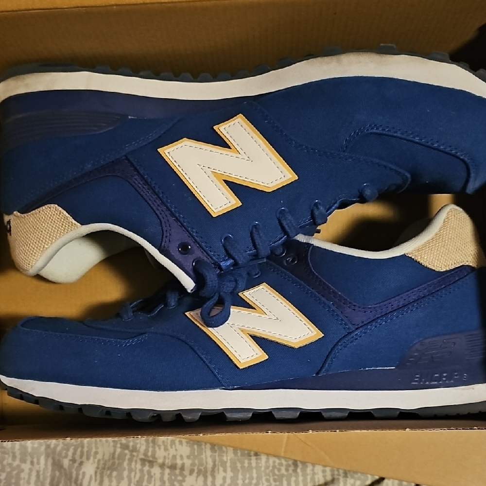 New Balance 574 Royal Blue Sneakers with Cream Accents